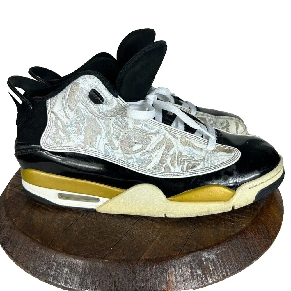 Nike Jordan Sneakers Mens 11.5 Dub Zero Black and White Gold Trim 311046-005